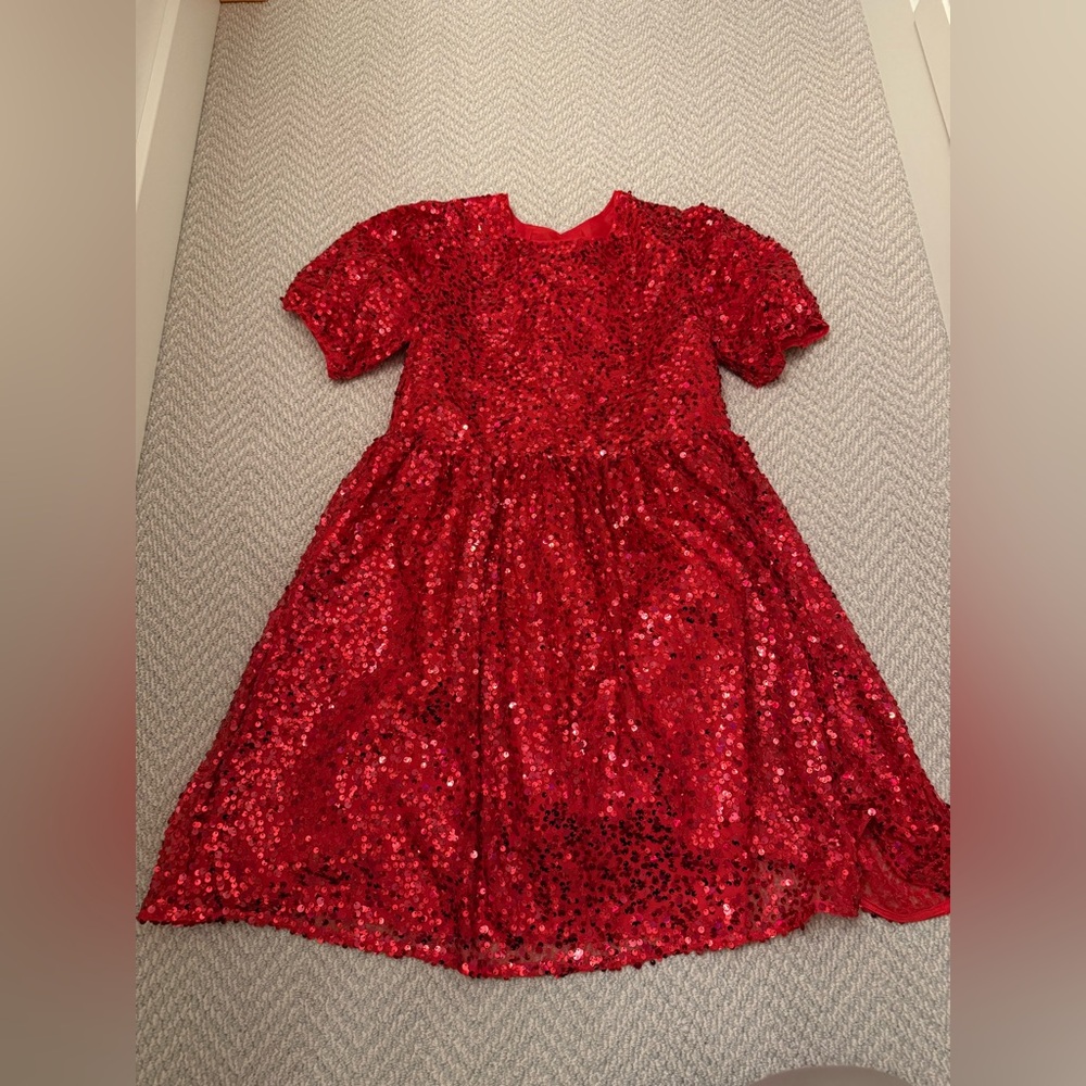 Cat & Jack Red Sequin Kids Dress - Sparkle Party Dress- size 16 Girls